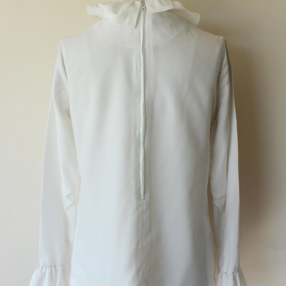 Vintage 1960s Blouse, Teddi of California White Ruffle Collar Top, Zipper Back - Picture 8 of 10